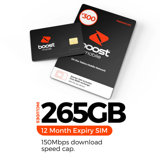 Boost Mobile $300 Prepaid 265 GB Data (5G Telstra Network) 12 Months expiry