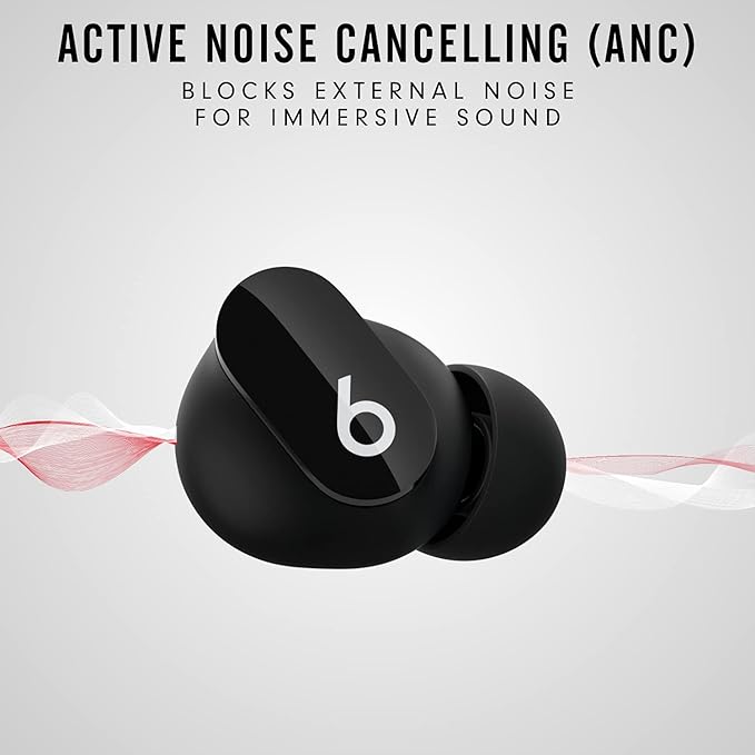 Beats Studio Buds – Bluetooth Wireless Noise Cancelling Earphones – Active Noise Cancelling, Sweat Resistant Earbuds,  8H of Listening Time - Black