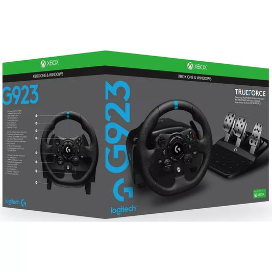 Logitech G923 Trueforce Racing Wheel and Pedals for Xbox One & PC (XBOX/PC) Genuine Leather Steering Wheel Cover