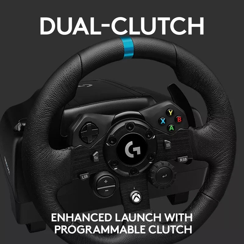 Logitech G923 Trueforce Racing Wheel and Pedals for Xbox One & PC (XBOX/PC) Genuine Leather Steering Wheel Cover